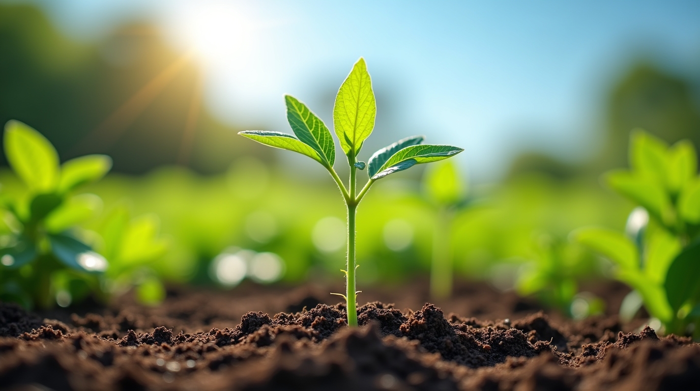 Luzerne germée montrant des pousses fraîches et vertes dans un jardin ensoleillé