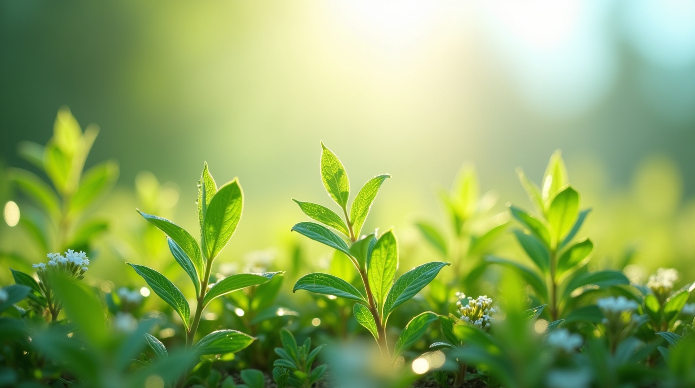 Prêle dans un paysage naturel avec des gouttes de rosée