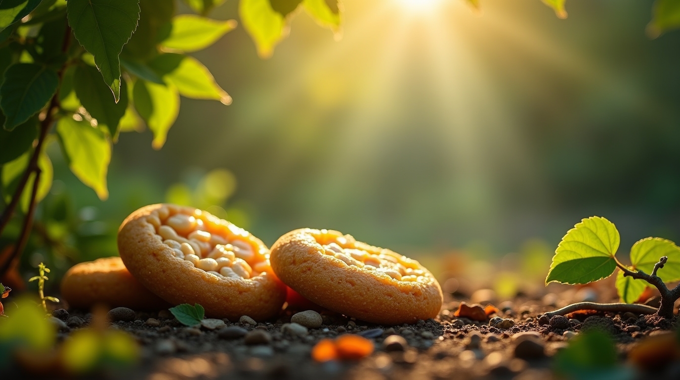 Bâtons de réglisse sur un fond naturel avec des feuilles vertes et lumière