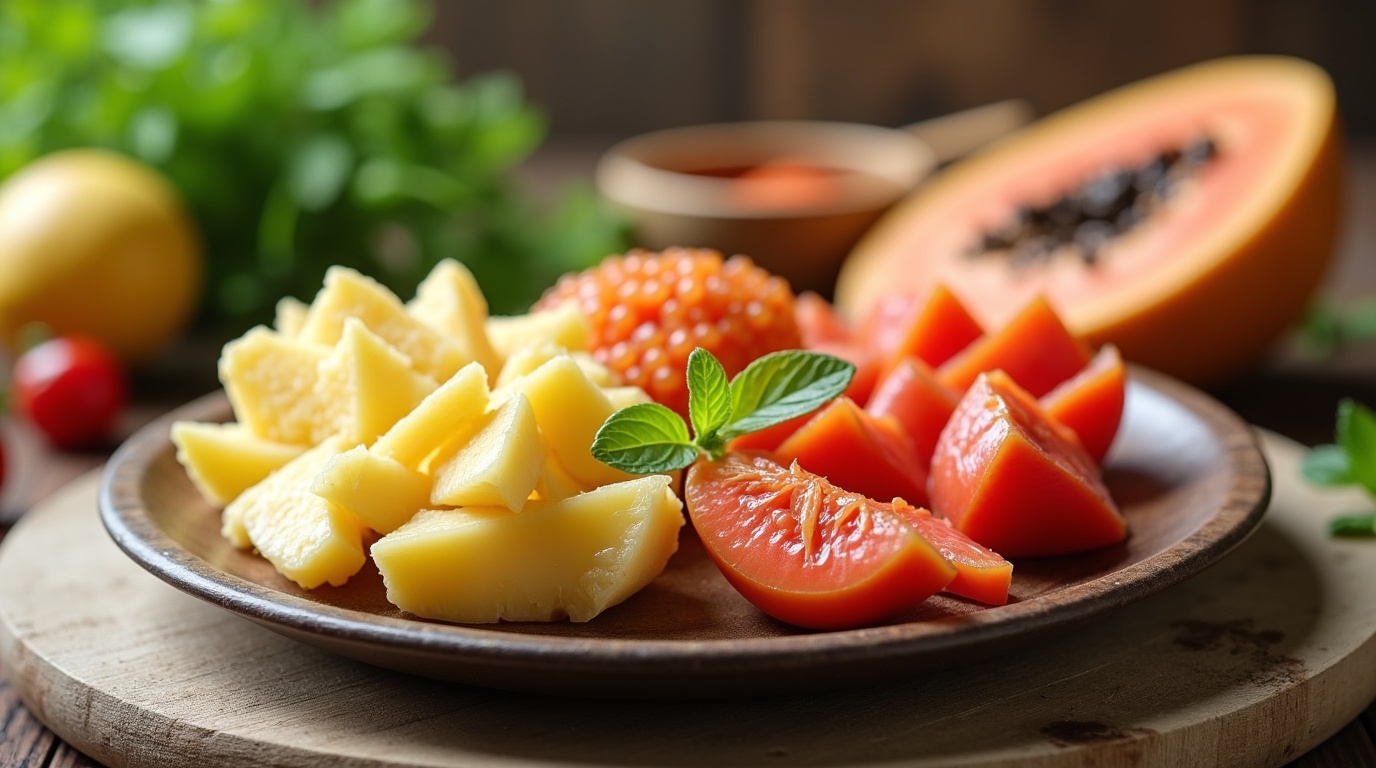 Plat sain avec des aliments riches en enzymes digestives naturelles